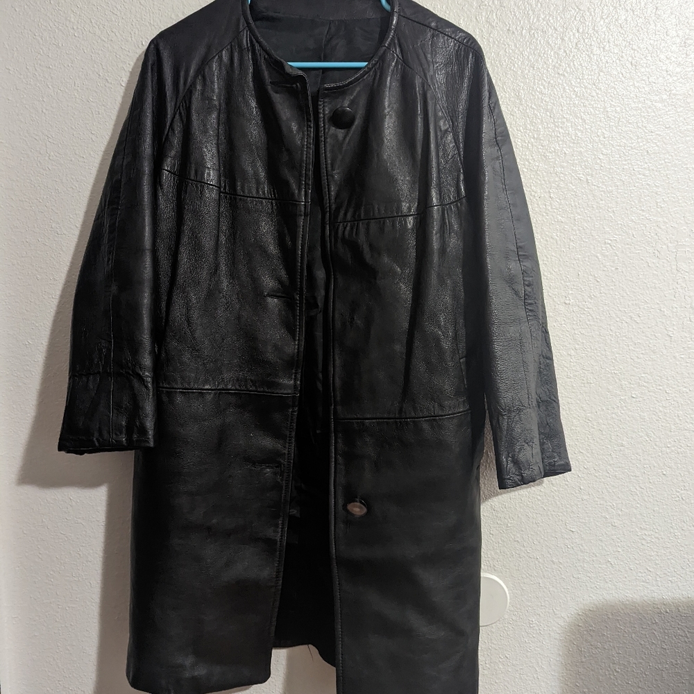 Long Leather Trench coat